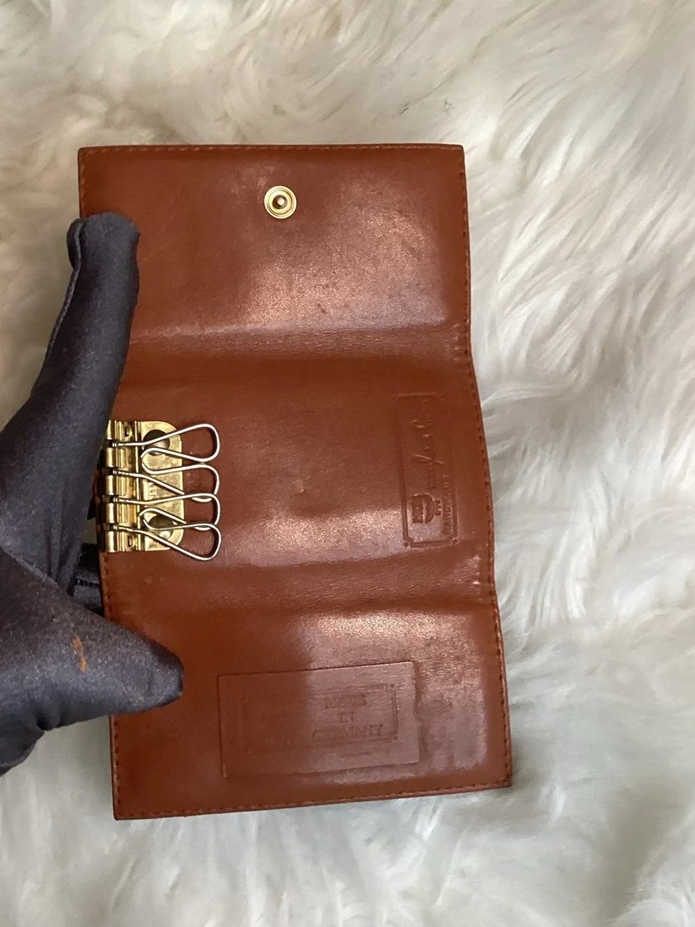 MCM Cognac Visetos Logo 4 keyholder